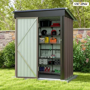 5x3 FT Outdoor Storage Shed, Lockable Door, Metal Shed