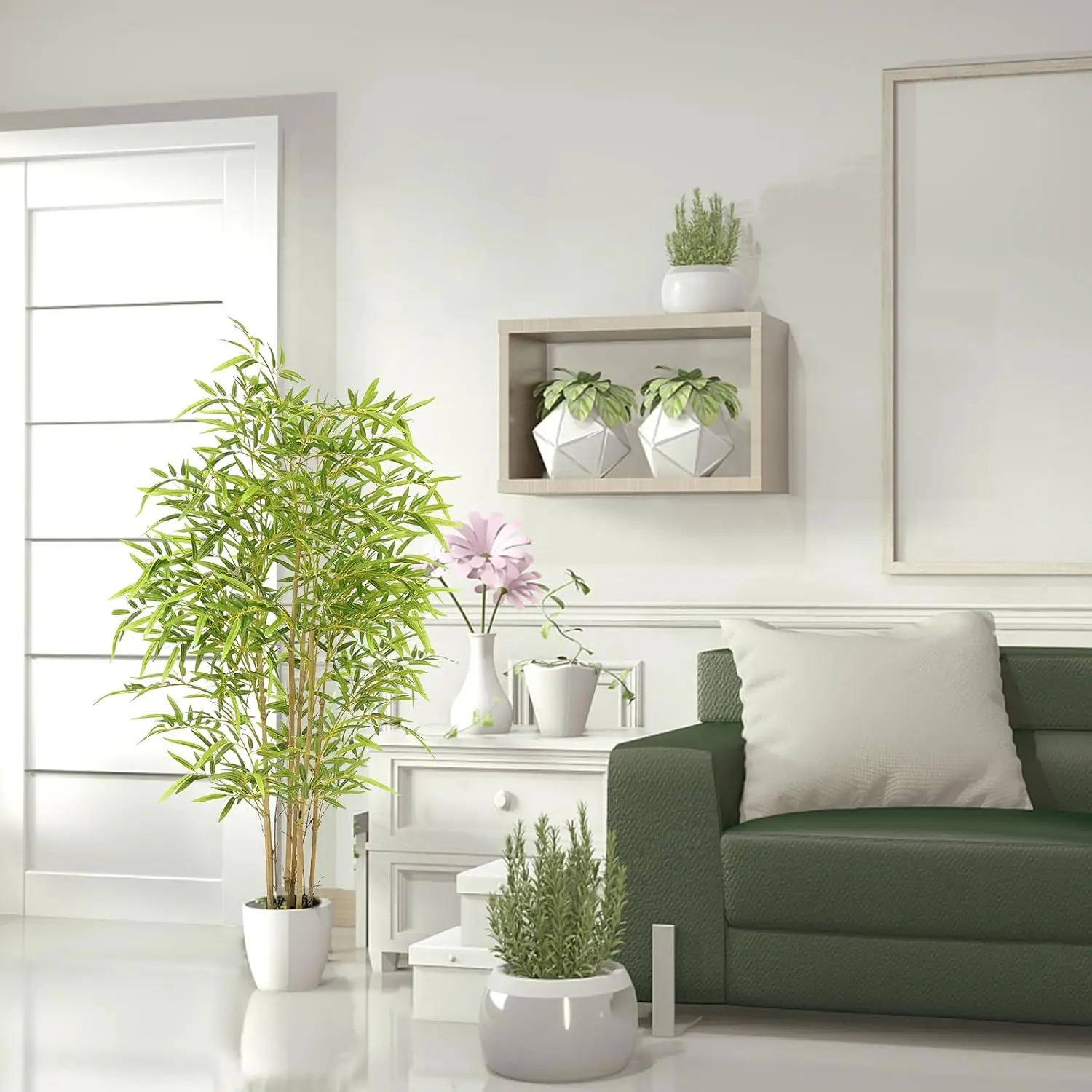 Artificial Bamboo Tree with Real Trunk and Lifelike Leaves