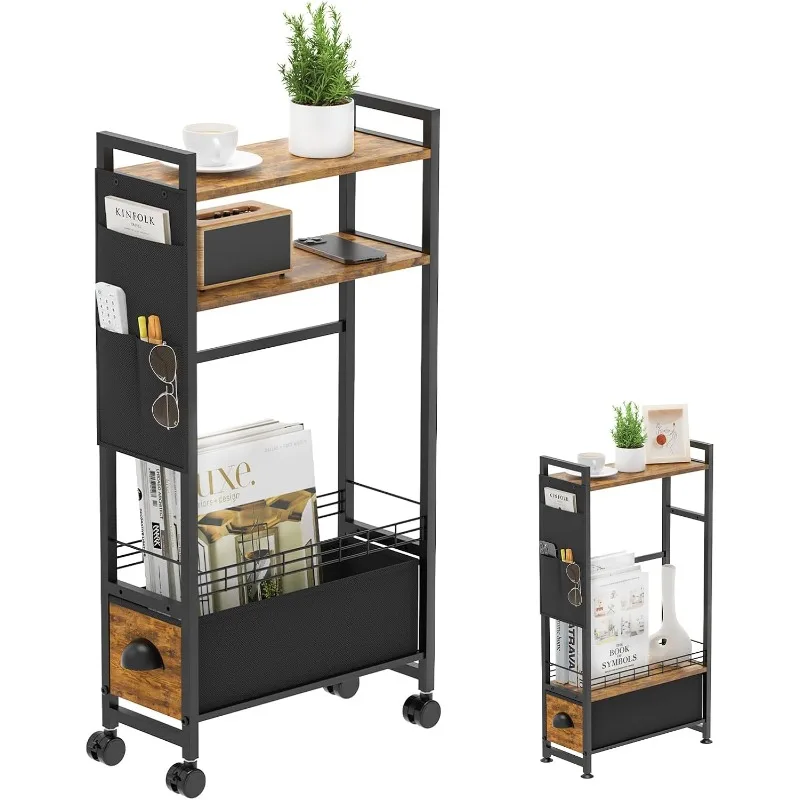 Narrow Side Tables with Drawer Magazine Rack Telephone Table